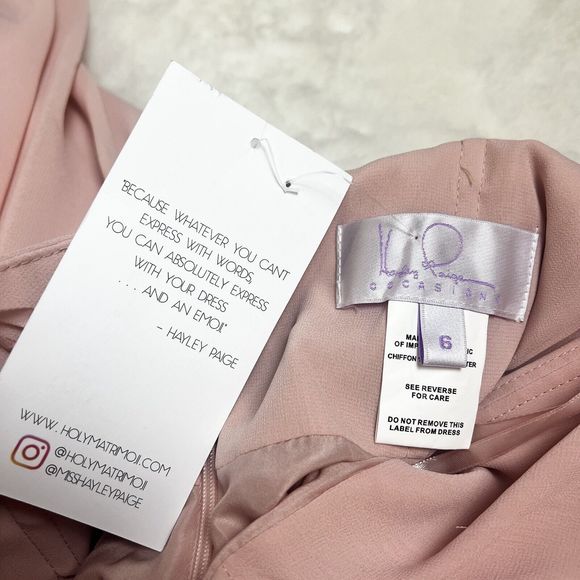 Hayley Paige Occasions Blush Pink Sweetheart Chiffon Dress Jewel Straps NWT Sz 6 - Picture 13 of 13